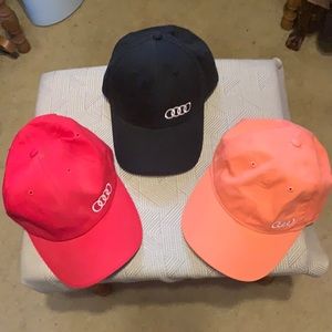Audi hats One black one red &one peach buying all